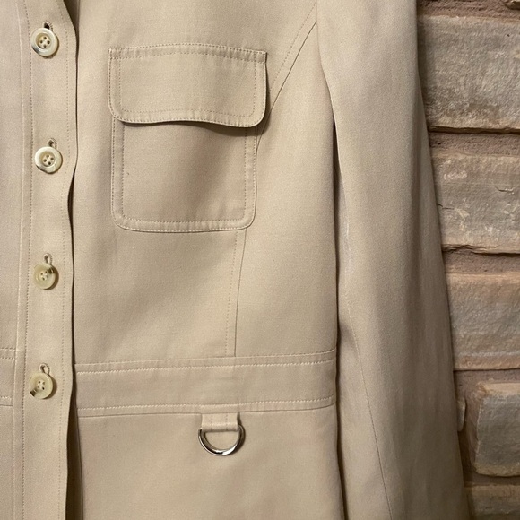 TALBOTS Womens Blazer SZ 10 Light Cream/Ivory Safari Style Lightweight - Picture 5 of 14